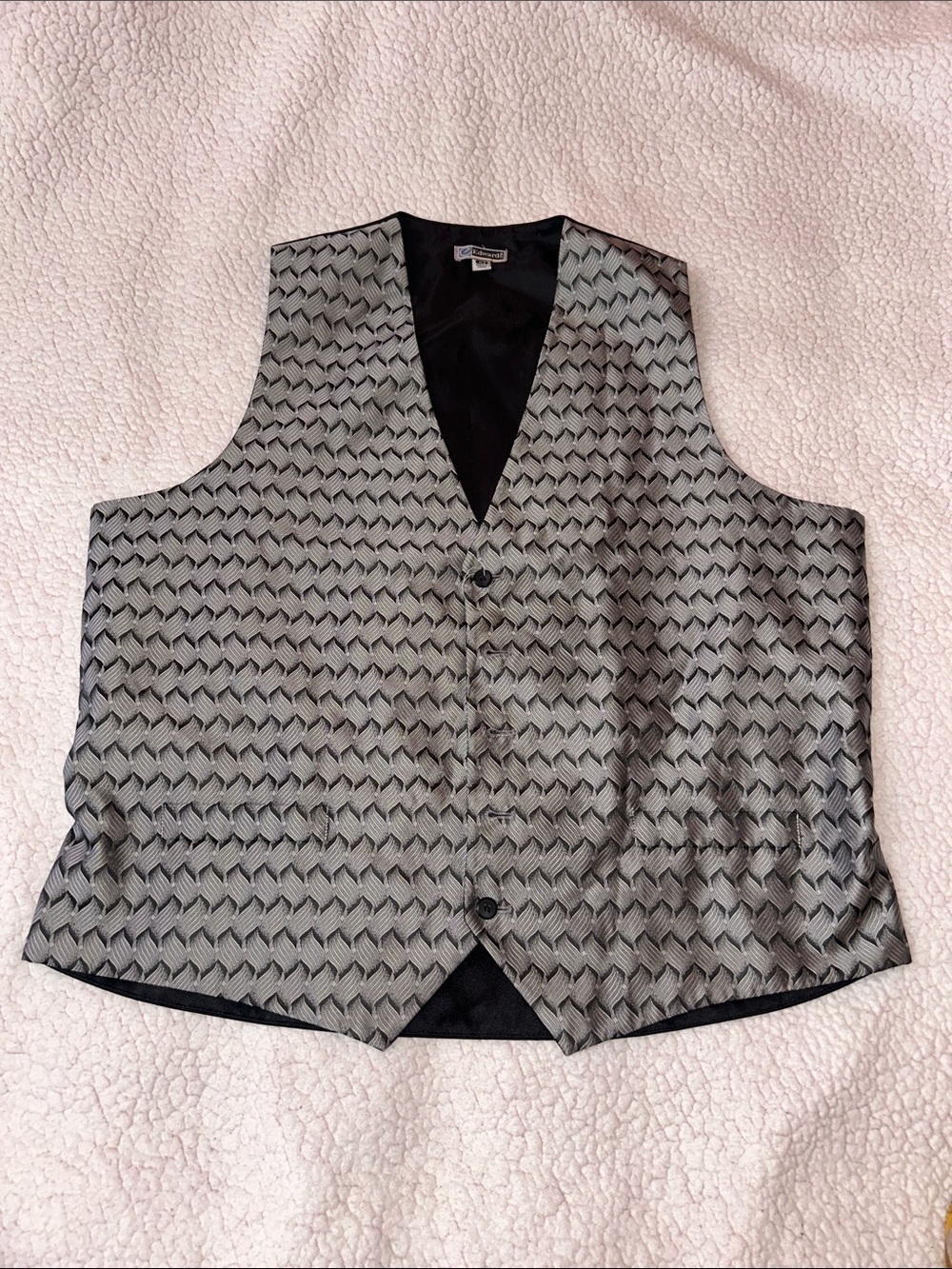 Textured Silver Men's Dress Vest with Subtle Pattern